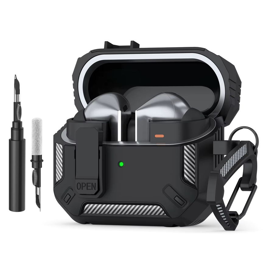 Samsung Galaxy Buds 3 Pro / Buds 3 Schutzhülle mit sicherer Verriegelung und Kohlefaser-Design in Schwarz oder Weiß - Bild 6