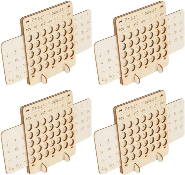 KONNWEI DIY Holzkalender, Lernspielzeug, beige - Bild 1
