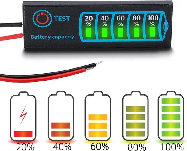 diymore Batteriestandsanzeige für Li-Ion und Li-FePO4 Batterien DC5V-30V 2-8S mit Triple Mode Switching, Schwarz - Bild 1