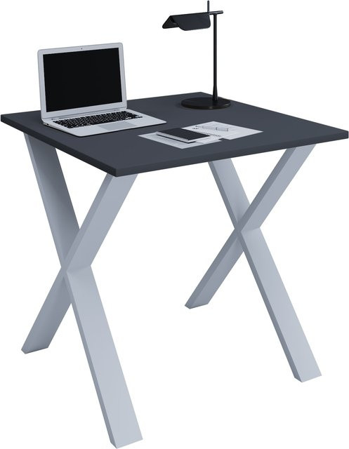 VCM Schreibtisch Lona X aus Holz mit Metallfüßen, H x B x T: 76 x 80 x 80 cm - Bild 1