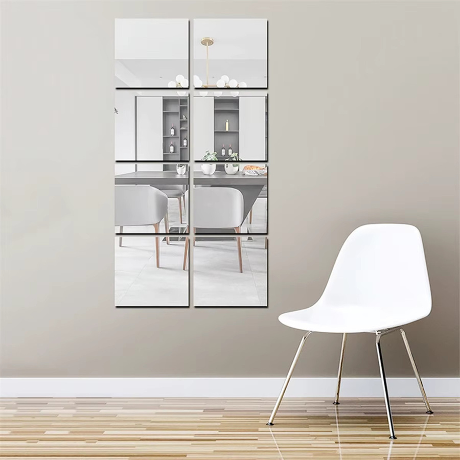 DXLYMYU 4er Set quadratische Spiegel-Wandaufkleber aus Acryl in Silber für deine moderne Wohndekoration - Bild 2