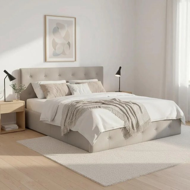 Bessagi Home Polsterbett Julie Hellgrau mit Stauraum B/T/H: 180 x 200 cm - Bild 1