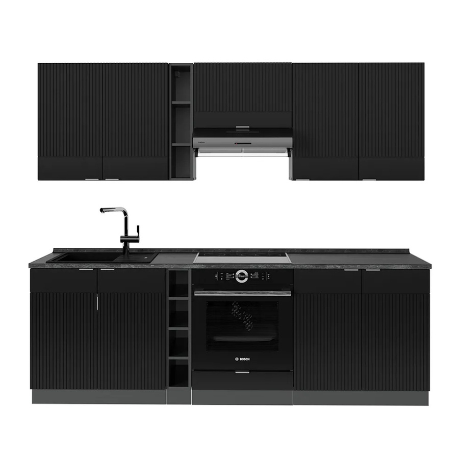 Vicco Fame-Line Küchenzeile Schwarz gestreift Anthrazit B/H/T: 235 x 82 x 60 cm - Bild 2