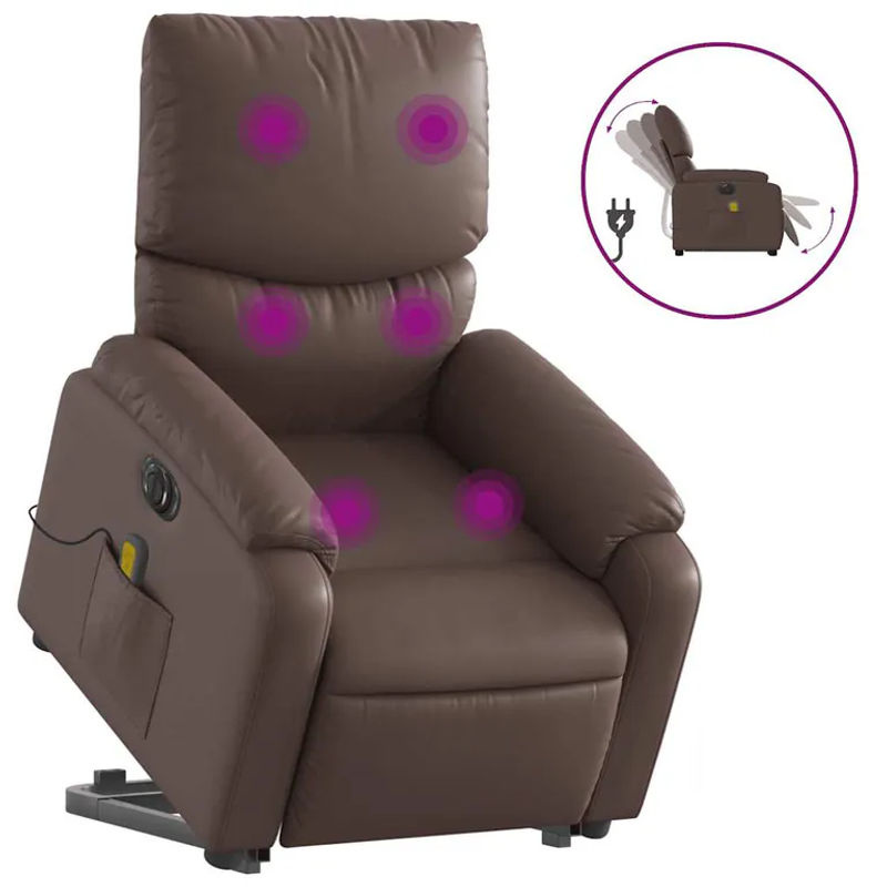 Vidaxl Elektrischer Relaxsessel mit Massagefunktion in Braun aus Kunstleder - Bild 8