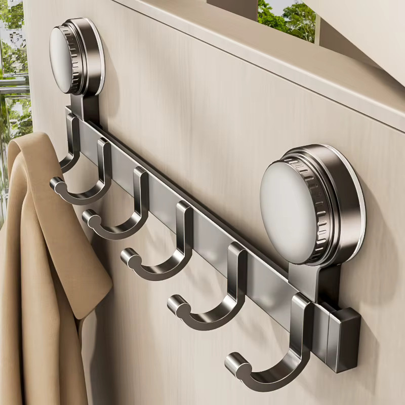 Ctzszzmm Aluminium Küchenhaken und Badezimmer-Türhänger mit starkem Saugnapf in Chrom Silber/Grau - Bild 2