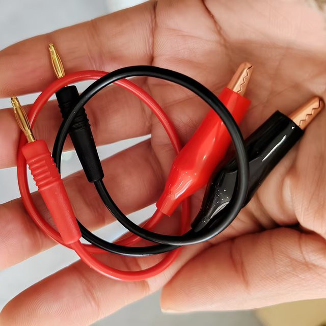 JZDZ Messleitung Set mit Bananenstecker und Krokodilklemmen, 2 Stück, Rot und Schwarz, Länge: 20 cm - Bild 1