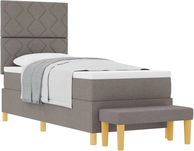vidaXL Boxspringbett mit Matratze und Kopfteil in Taupe, Breite: 80 cm, Tiefe: 200 cm, Höhe: 203 cm - Bild 1