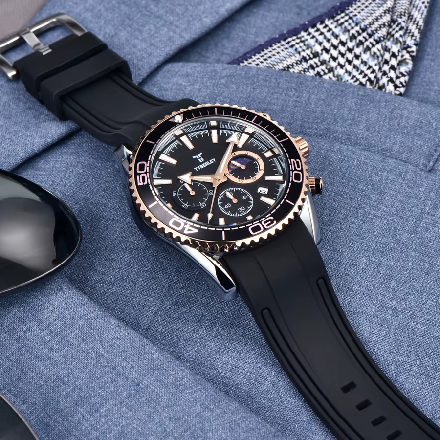 TYBERLEY Chronograph, Quarzuhr, Silikon, Schwarz, Herren - Bild 2