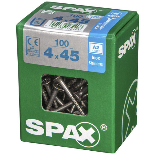 Spax Edelstahlschraube T-STAR plus mit Torx-Antrieb, silber, 100 Stück, Durchmesser: 4 mm, Länge: 45 mm - Bild 3