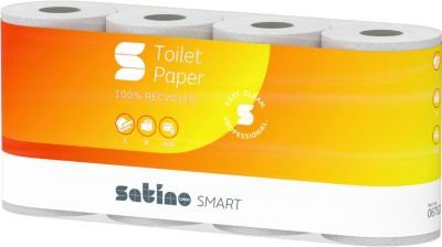 Satino Toilettenpapier Smart, 2-lagig, Recycling-Papier mit Prägung, Farbe: Weiß, 8 x 250 Blatt - Bild 1