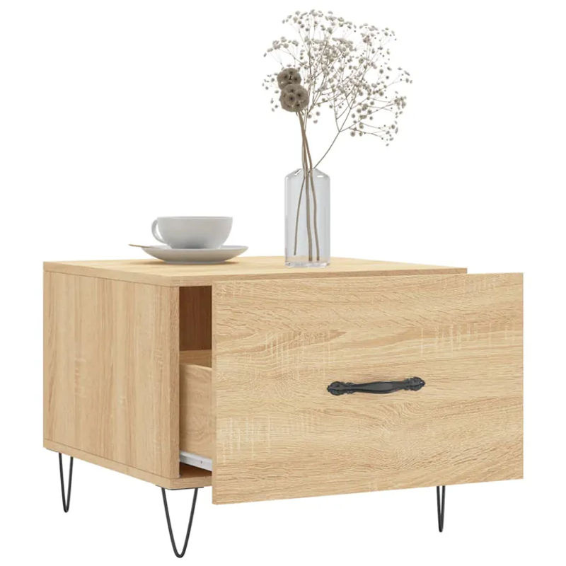 Vidaxl Couchtisch Set aus 2 Stück im Industrial Design, Sonoma-Eiche und Metall, quadratisch, B/T/H: 50 x 50 x 40 cm - Bild 2