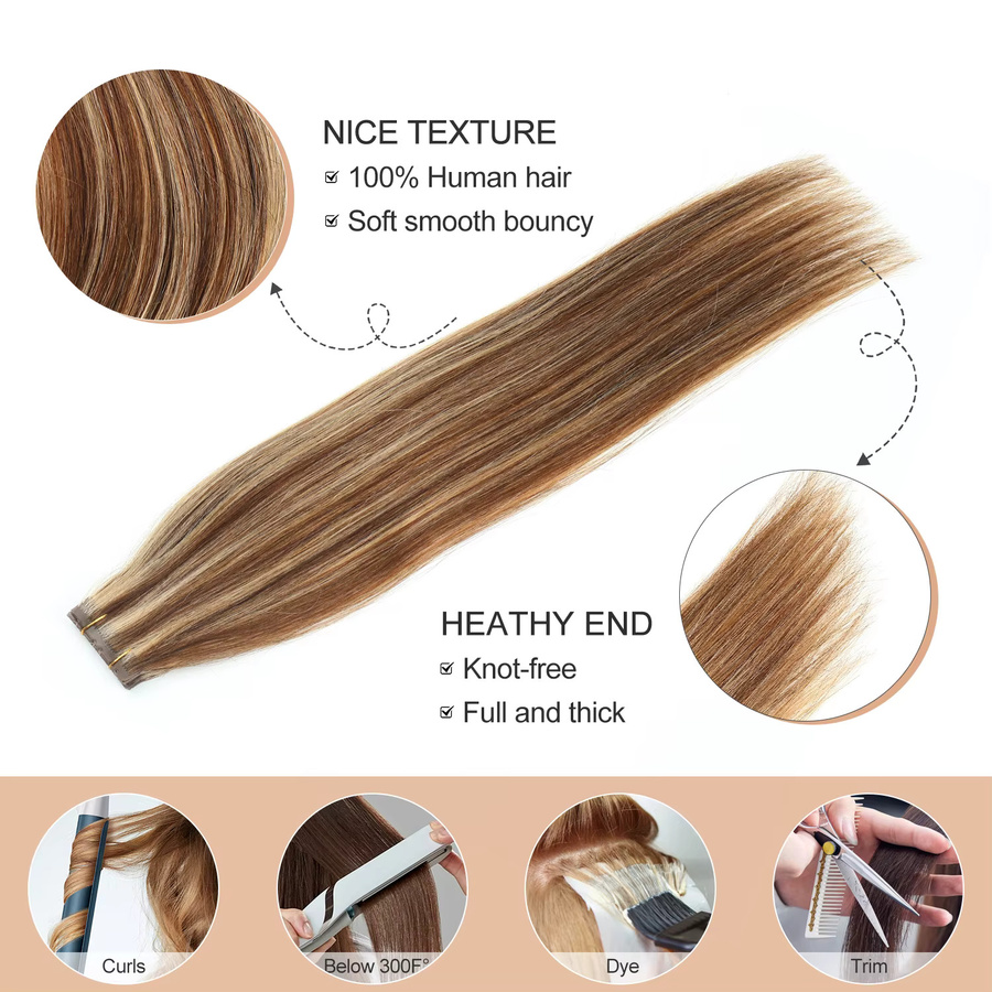 MRSHAIR Haarverlängerung Echthaar, glatt, 10 Stück, Unisex - Bild 2
