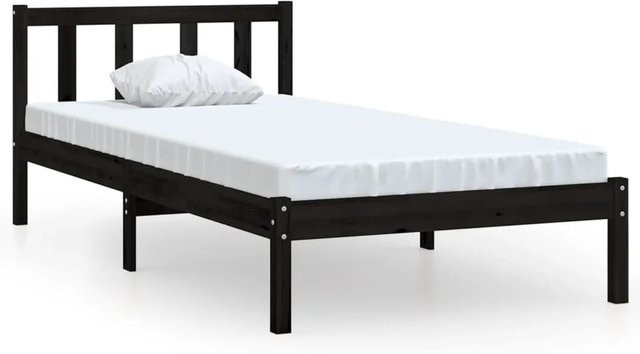 vidaXL Massivholzbett aus Kiefernholz in Schwarz, B/T/H: 75 x 190 x 69,5 cm - Bild 1