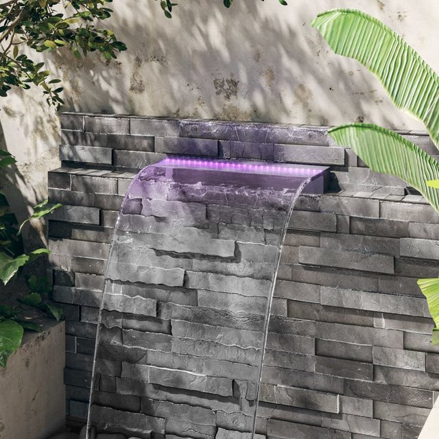 vidaXL Wasserfall-Element mit RGB-LED-Beleuchtung aus Acryl in Grau und Transparent, Breite: 60 cm - Bild 2