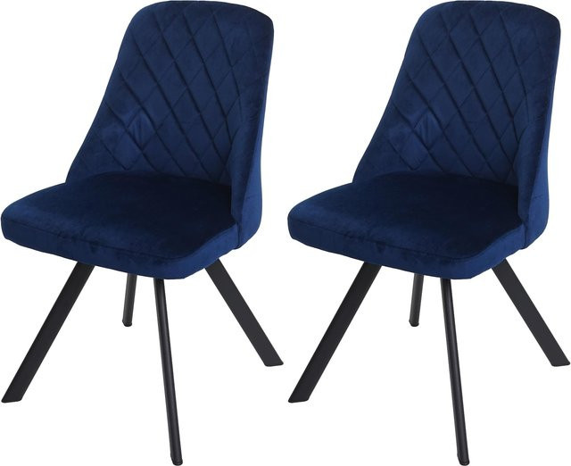 2er-Set MCW Esszimmerstühle K25 mit Samtbezug in Blau im Retro-Design - Bild 1