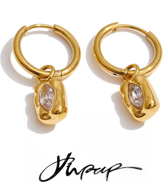 Yhpup Hängeohrringe Edelstahl, Zirkonia, Gold, Unisex - Bild 1