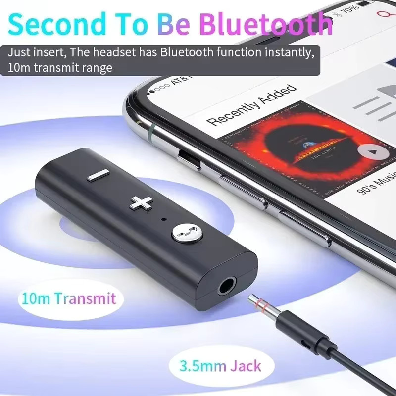 CMAOS Wireless Bluetooth 5.0 Adapter als Audio-Empfänger mit 3,5 mm Klinkenstecker in Schwarz - Bild 2