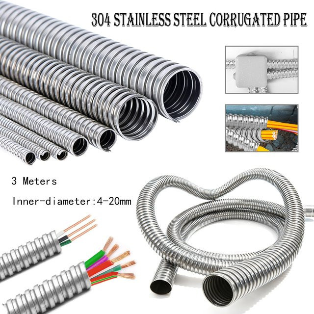 Wellrohr aus 304 Edelstahl in Silber, Länge: 3 m, Durchmesser: 4 mm bis 20 mm - Bild 1