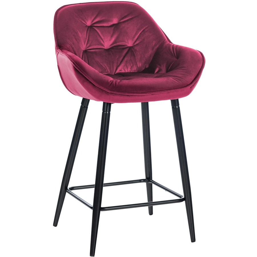 DELUKE Barhocker KUTOR Barstuhl aus Samt in Lila mit Lehne und gesteppter Polsterung, B/T/H: 54 x 57,5 x 103 cm - Bild 2