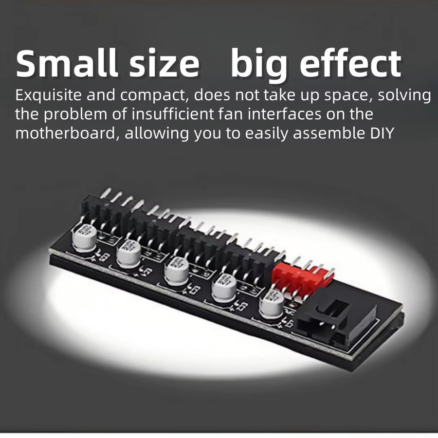 AuyiHomu 4-Pin PWM Lüfter-Hub-Splitter für 1 bis 5 Lüfter in Schwarz - Bild 4