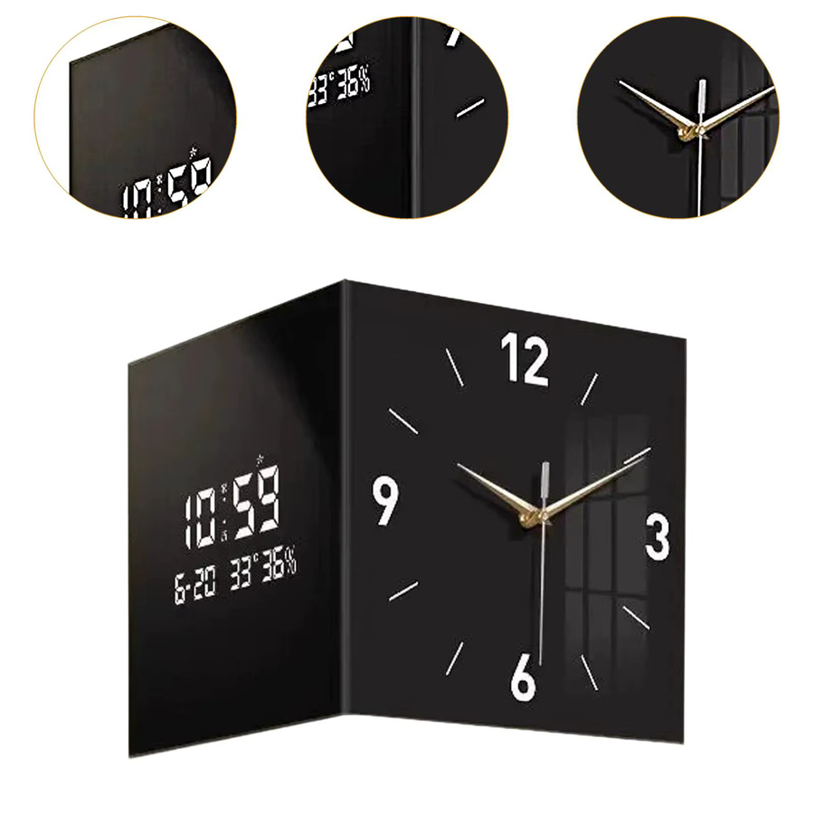 MagiDeal Eck-Digitaluhr in Pure White mit Datums- und Wochenanzeige zur Wandmontage - Bild 4