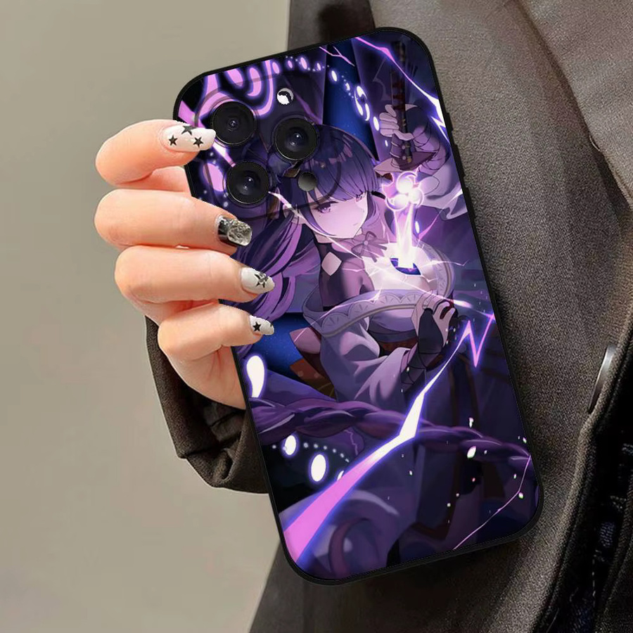 Raiden Shogun Genshin Impact Handyhülle für iPhone, Schwarze Weiche Schutzhülle - Bild 2