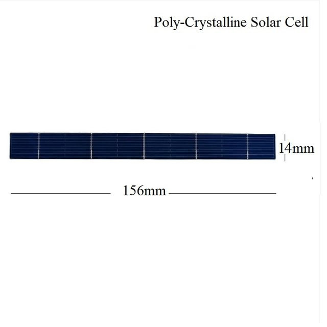 ALLMEJORES Polykristalline Solarzellen für DIY-Solarpanels, Effizienz 18,5 %, Spannung 0,5 V, B: 156 mm, H: 14 mm, Dicke: 0,15 mm - Bild 1