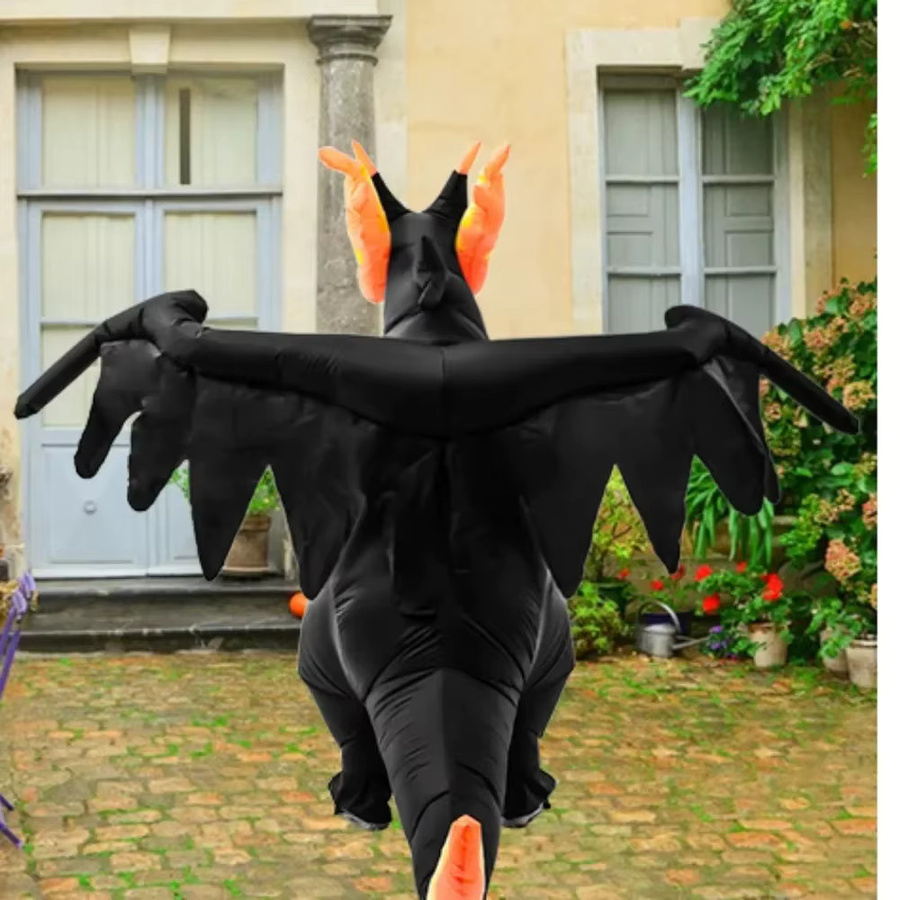 Hangchen Family Aufblasbares Halloween-Dinosaurier-Kostüm, feuerspeiender Drache, Schwarz - Bild 2