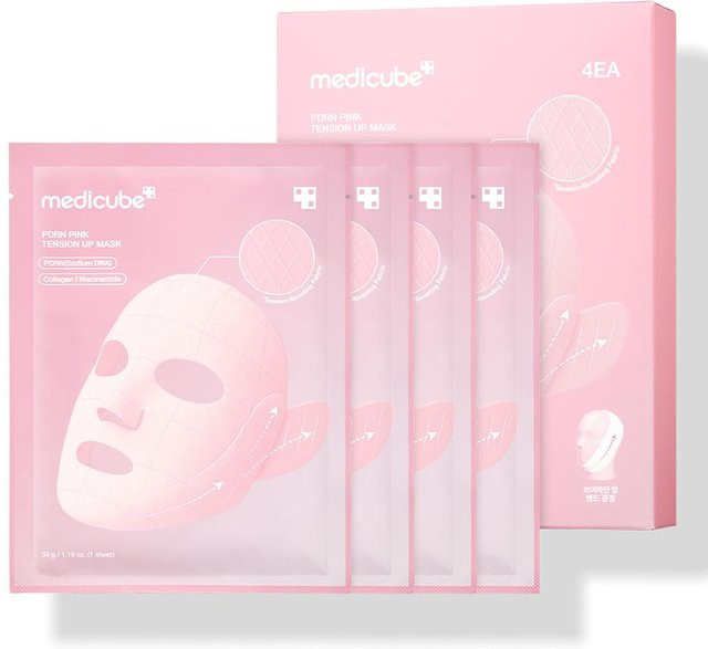 medicube PDRN Pink Tension Up Maske, 4 x 34g, mit Koffein - Bild 1