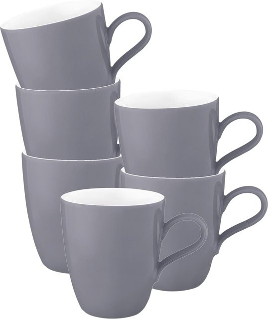 Seltmann Weiden Henkelbecher Life Fashion aus Keramik, Grau, 6er Set, 400 ml - Bild 1