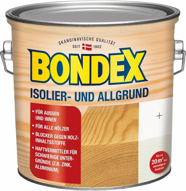 Bondex Isolier- und Allgrund Wasserbasierte Holzschutzfarbe Weiß Seidenglänzend 2,5 l - Bild 1