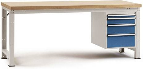 Manuflex WP5422.9006 Werkbank in Alusilber aus Stahl und Holz, Breite: 180 cm, Höhe: 70 cm, Tiefe: 150 cm - Bild 1