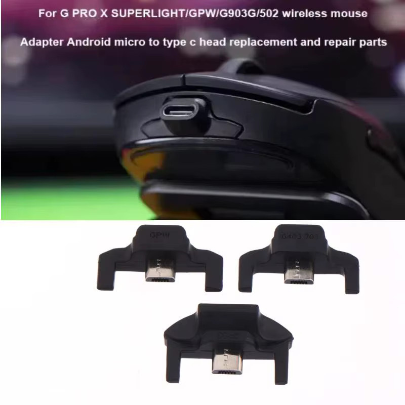 CHENJ Micro USB zu Typ C Konvertierungsadapter in Schwarz für Logitech GPW, G903, G502 und G703 Wireless Gaming Mäuse Ersatzteil - Bild 2