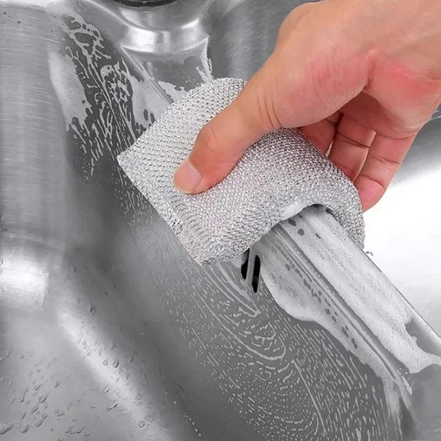 kkjoy Kratzfeste Spülschwämme in Silber für Töpfe, Pfannen und Küchenoberflächen - Bild 1