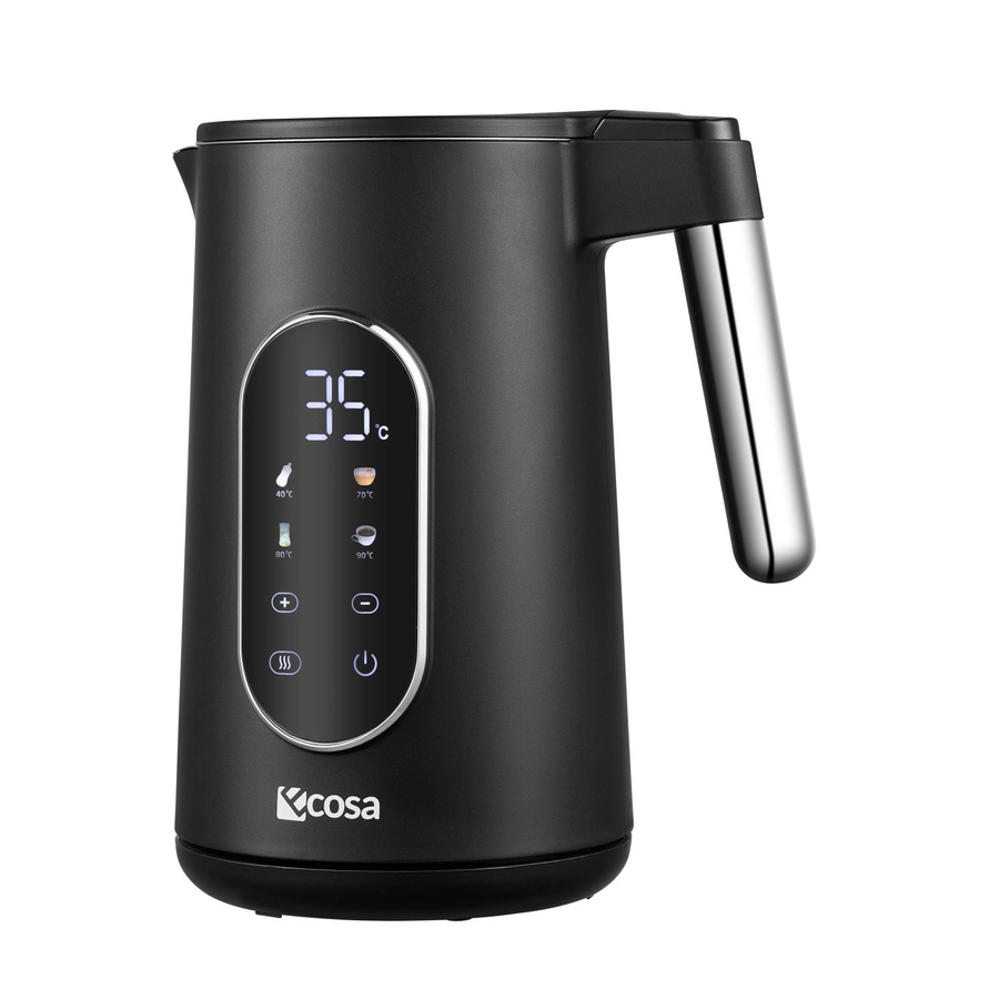 Ecosa Edelstahl Wasserkocher in Schwarz mit Temperatureinstellung und Warmhaltefunktion, 1,7 l - Bild 3