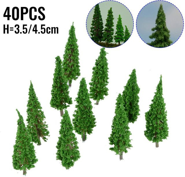 Modell Bäume, 1:100, 40-teiliges Set, für Eisenbahn Diorama - Bild 1