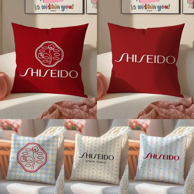 S-shiseido Doppelseitige Plüsch-Sofakissenbezüge aus organischem Material mit unsichtbarem Reißverschluss, Schwarz und Rot, B/T/H: 30 x 30 x 30 cm - Bild 1
