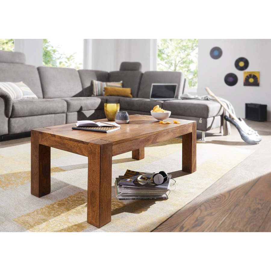Wohnling Couchtisch aus Sheesham Massivholz in Natur Braun B/T/H: 110 x 60 x 40 cm - Bild 5