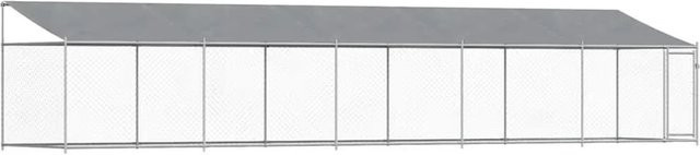 vidaXL Hundezwinger aus verzinktem Stahl mit Dach und Tür, Grau, B/T/H: 10 x 2 x 2 m - Bild 1