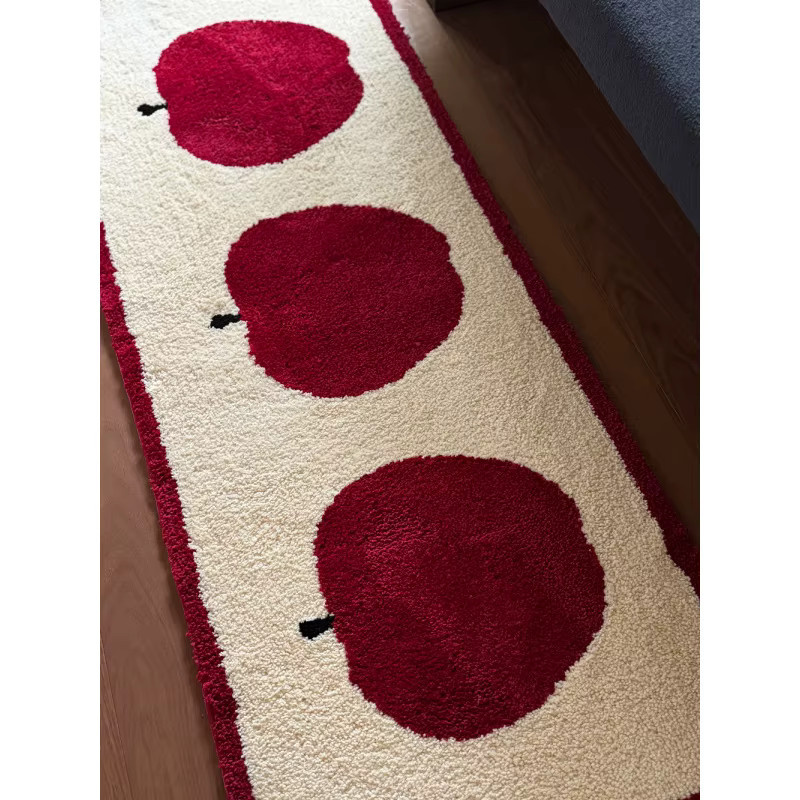 VIKAMA Apfel-Teppich rot gestreift, weicher und flauschiger Teppich für Wohnzimmer, Schlafzimmer und Flur, B/T: 120 x 120 cm - Bild 5