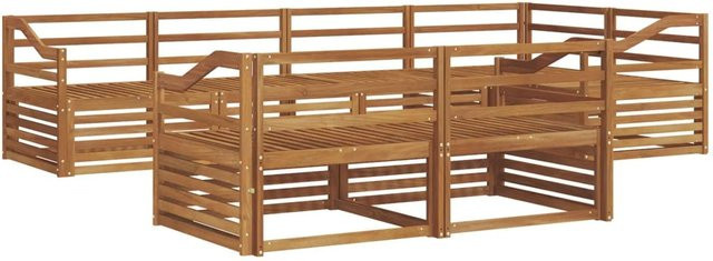 vidaXL Outdoor-Sofagarnitur 7-teilig aus Akazienholz in Natur mit Polstern, L-Form, Braun - Bild 1