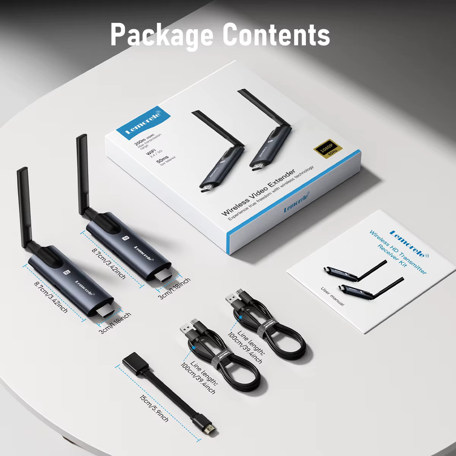 Lemorele 5G Kabelloser HDMI-Sender und -Empfänger mit Bluetooth für PC, TV, Projektor und Monitor, Schwarz - Bild 6
