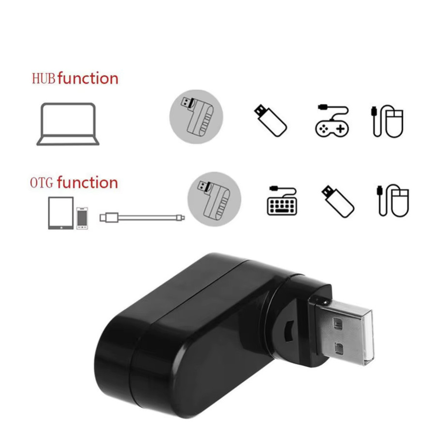 GRWIBEOU USB 2.0 Hub mit 3 Ports, High Speed Splitter Adapter für PC, Laptop und Mac Mini, erhältlich in Schwarz oder Weiß - Bild 3