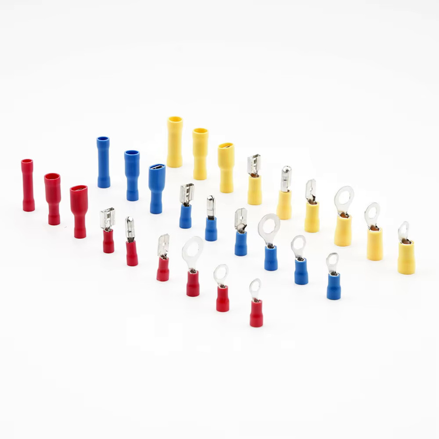 PVC Kabelverbinder Set mit isolierten Crimp-Anschlüssen, Stoßringen und Gabelösen in Multicolor - Bild 2