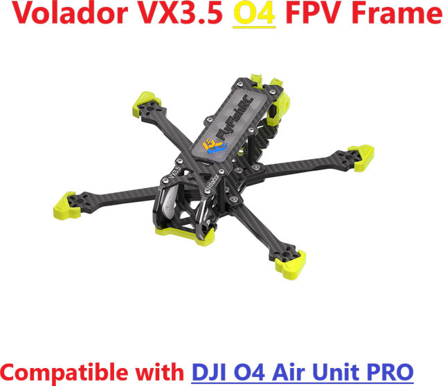 FlyFishRC Volador VX3 VX3.5 O4 Pro FPV-Rahmen für DJI O4 Air Unit Pro, Freestyle Quadcopter Kit in Schwarz und Gelb - Bild 1