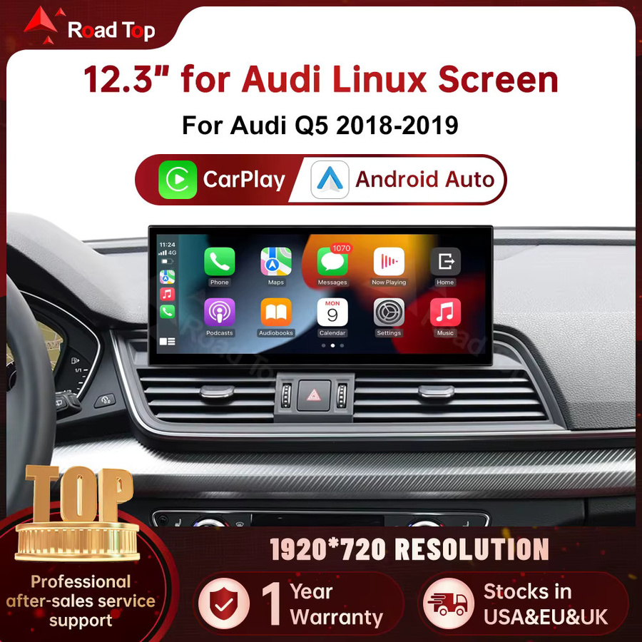 RoadTop Kabelloses CarPlay und Android Auto Multimedia-System für Audi Q5 2018-2019 MIB2 mit 12,3 Zoll Display in Schwarz - Bild 2