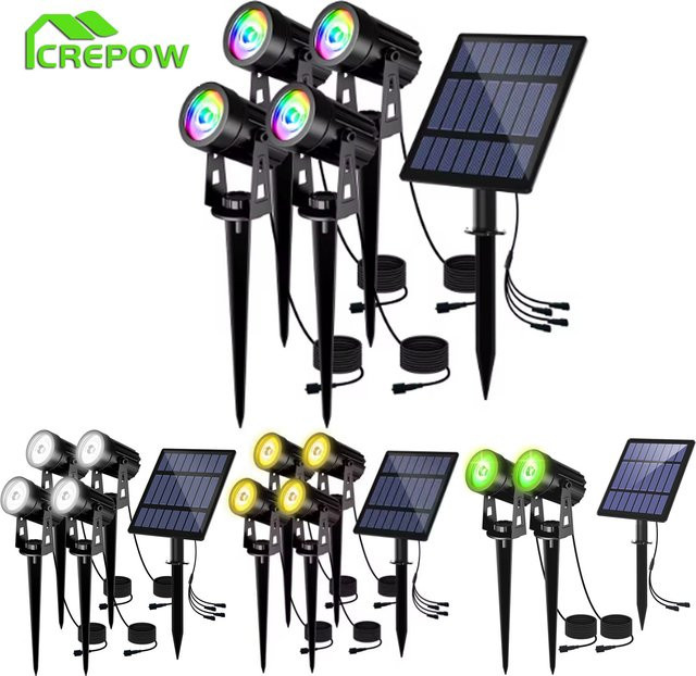 Crepow Solar-Wandstrahler mit RGB-Farbwechsel, IP65 wasserdicht, Schwarz - Bild 1