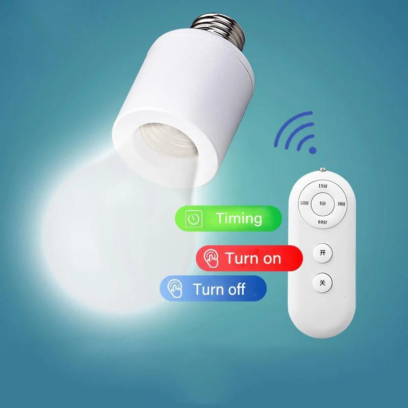 YJMP Super Lighting E27 LED Lampensockel mit Fernbedienung und Smart-Timer, verstellbarer Glühbirnenhalter Adapter Konverter in Gold/Messing, 2 Stück - Bild 3