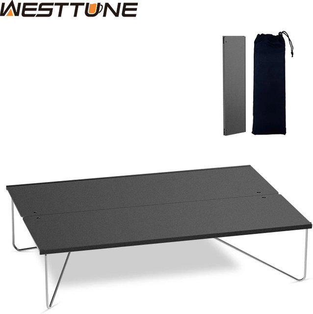 WESTTUNE Pop-Up Outdoor Mini Tisch, ultraleichter klappbarer Campingtisch aus Aluminiumlegierung in Schwarz Matt - Bild 1