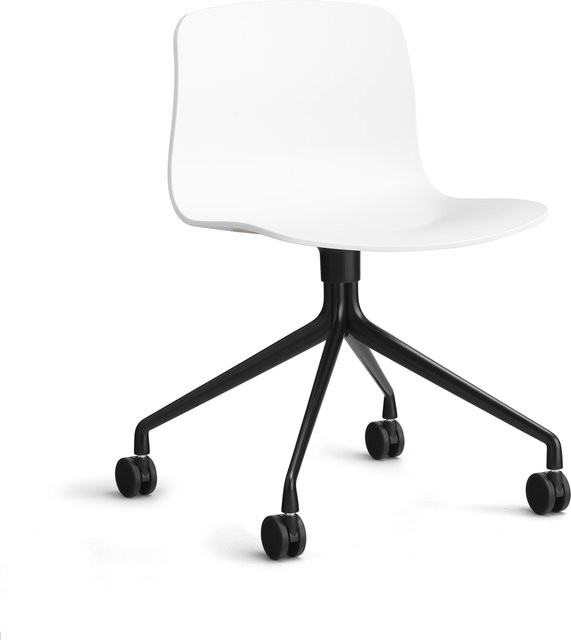 HAY About A Chair AAC 14 Schwenkbarer Stuhl in Weiß mit Rollen aus Polypropylen und Aluminium - Bild 1
